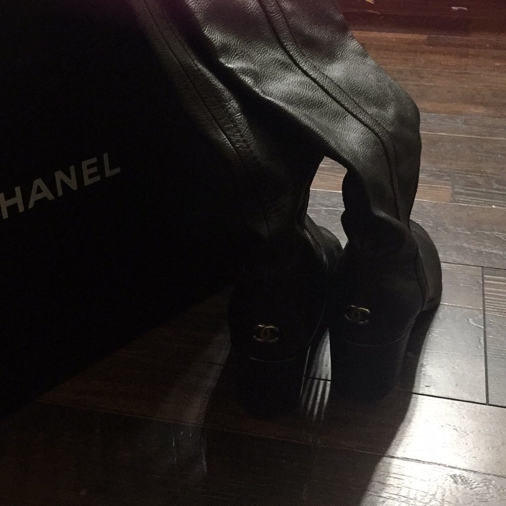Chanel CC Thigh High Boots